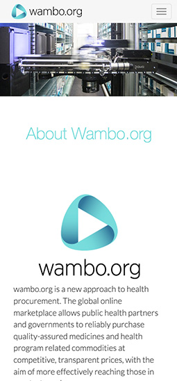 Screenshot of the Wambo.org website mobile about page