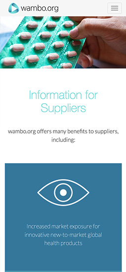 Screenshot of the Wambo.org website suppliers page